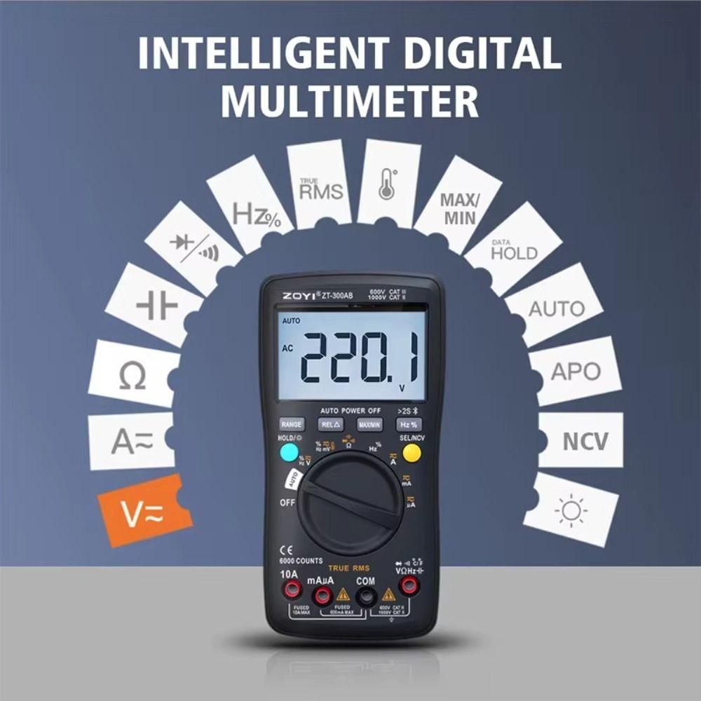 Professional Bluetooth Digital Multimeter AC/DC Voltage Resistance LCD Display Voltage Detector True RMS Multifunction
