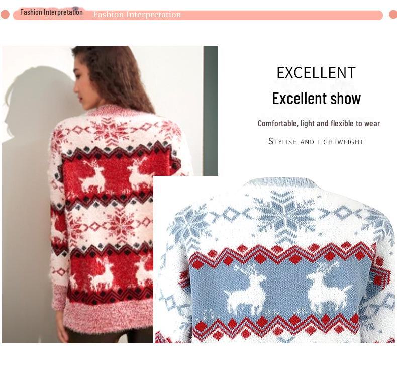 2024 Women's European and American Knitted Christmas Sweater Pullover