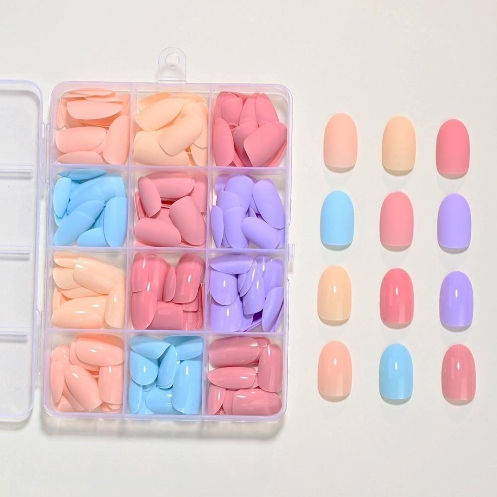 288pcs Solid Color False Nails Matte Finish Full Cover Nails New Acrylic Fake Nails  Daily Wear