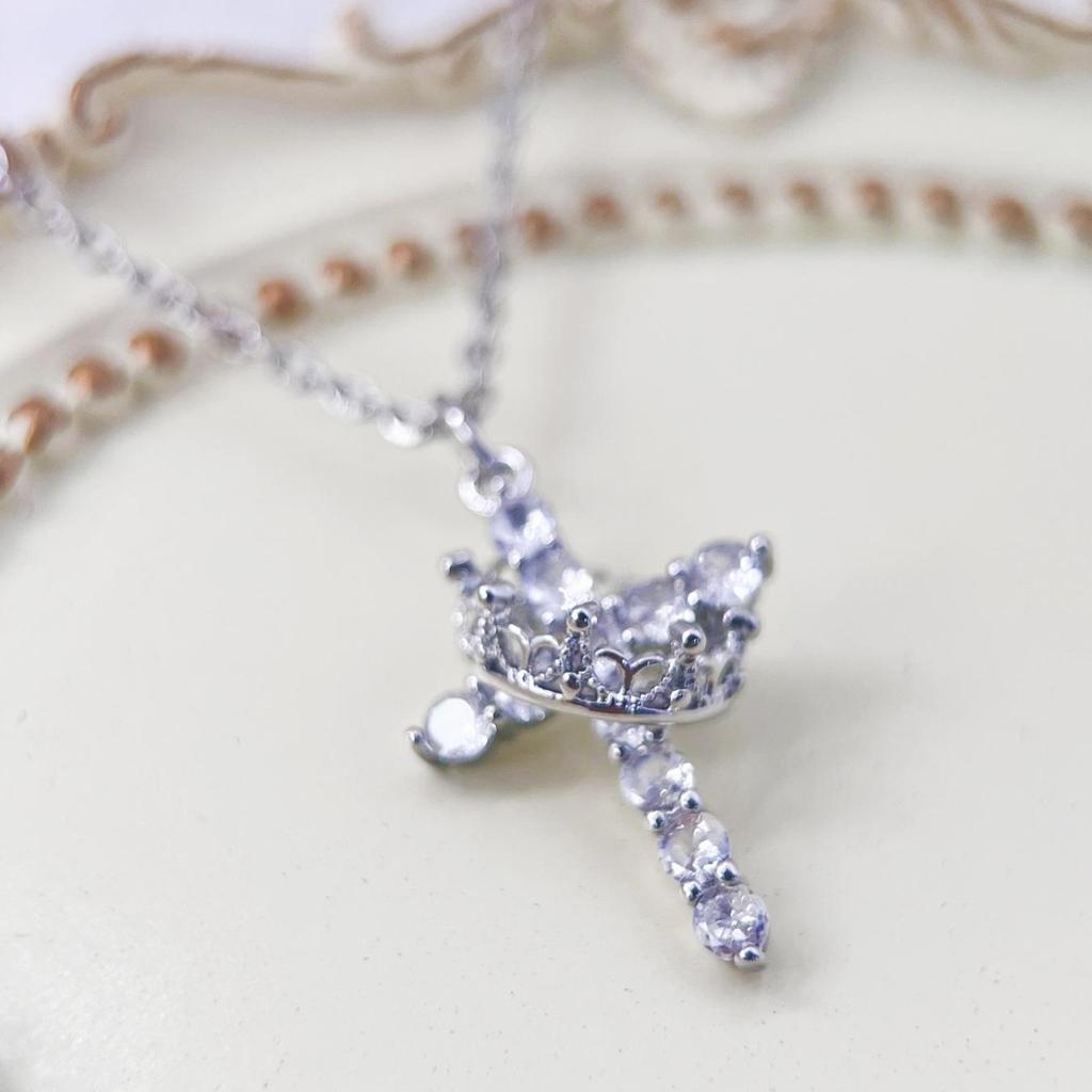 Crown Cross Rotatable Carrying Clavicle Necklace Premium Durable Quality Useful Practical Reliable Efficient Safe
