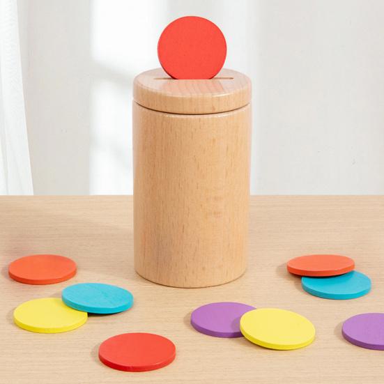 1 Set Wooden Color Sorting Toy Fine Motor Skills Color Matching Cup Box Toddler
