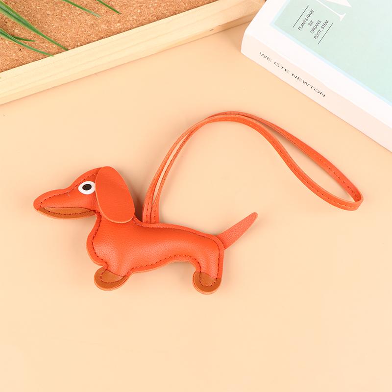 1Pc Men'S Car Dachshund Keychain Pu Leather Dog Keychains  For Women