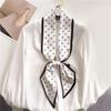Fashion Double-layer Simulated Silk Women's Headscarf, Spring and Autumn Thin Streamer Bevel Scarf Temperament Small Silk Scarf Decorative Scarf Thin