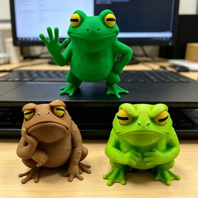 3D-gedruckte Froschfigur Lustige niedliche Kröte Schreibtischdekoration Sammler-Tierfigur für Heim-Büro-Regaldekoration