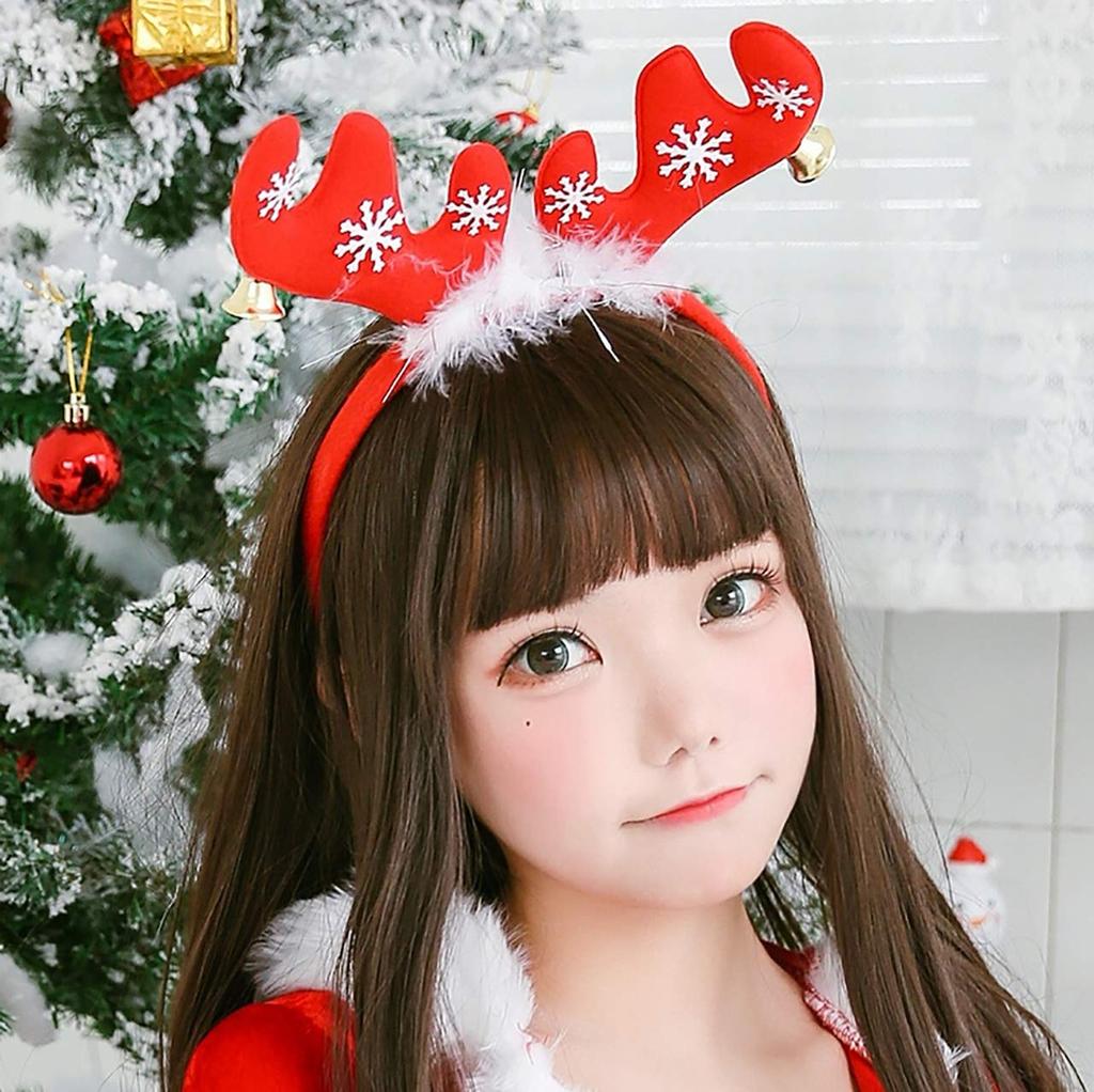 Milky Time 4-Piece Santa Costume Set for Women, Christmas Lolita Poncho, and Reindeer Headband