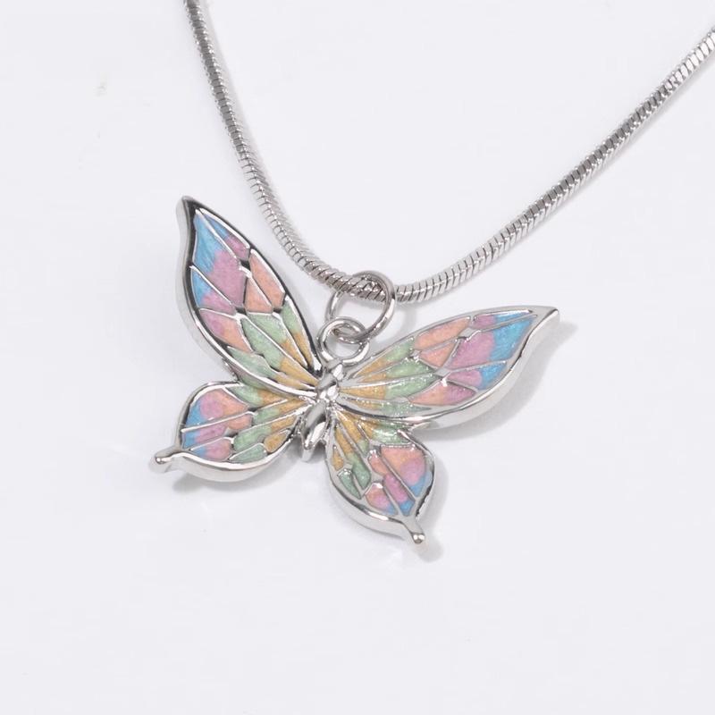 Rainbow After Rain: Colorful Butterfly Necklace with Exquisite Design - High-End Feel Clavicle Chain for Women’s Summer