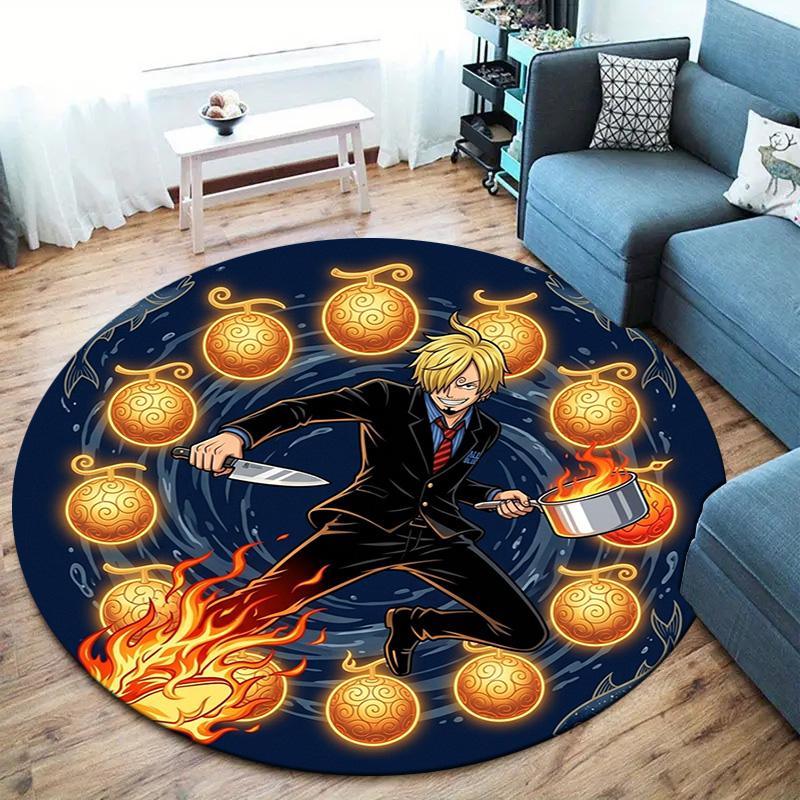 One Piece Poster Round Area Rug Carpet Rug For Living Room Bedroom Sofa Playroom Decor Nonslip Floor Mat