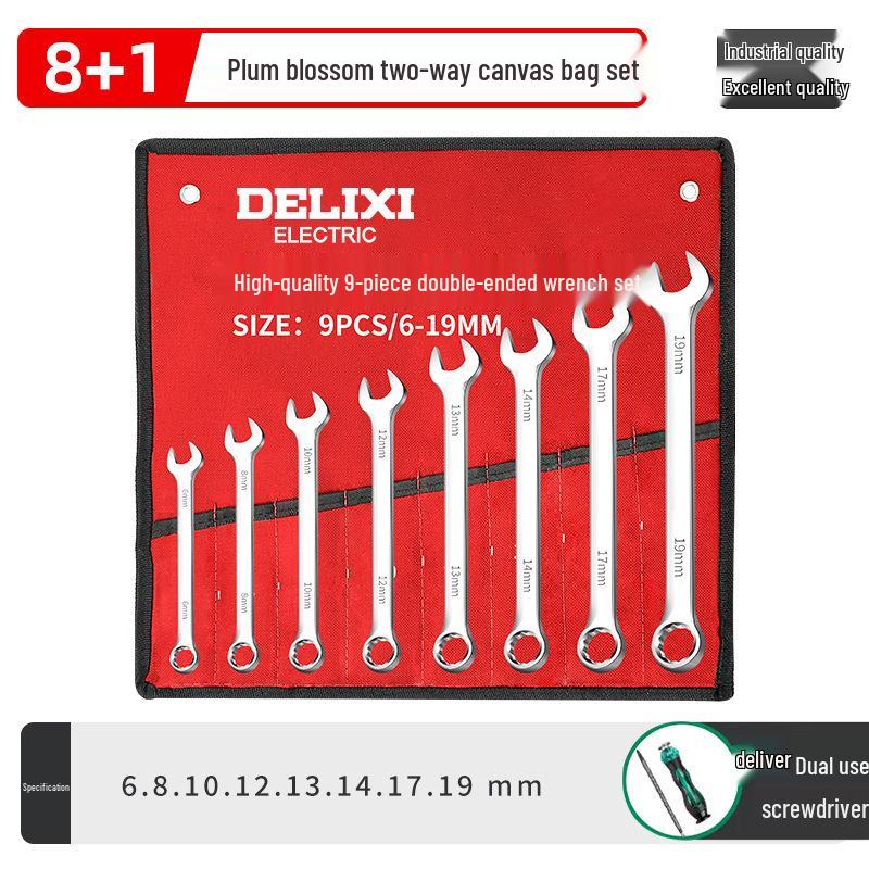Delixi No. 10-13 Open-End Box-End Double-Ended Wrench Set