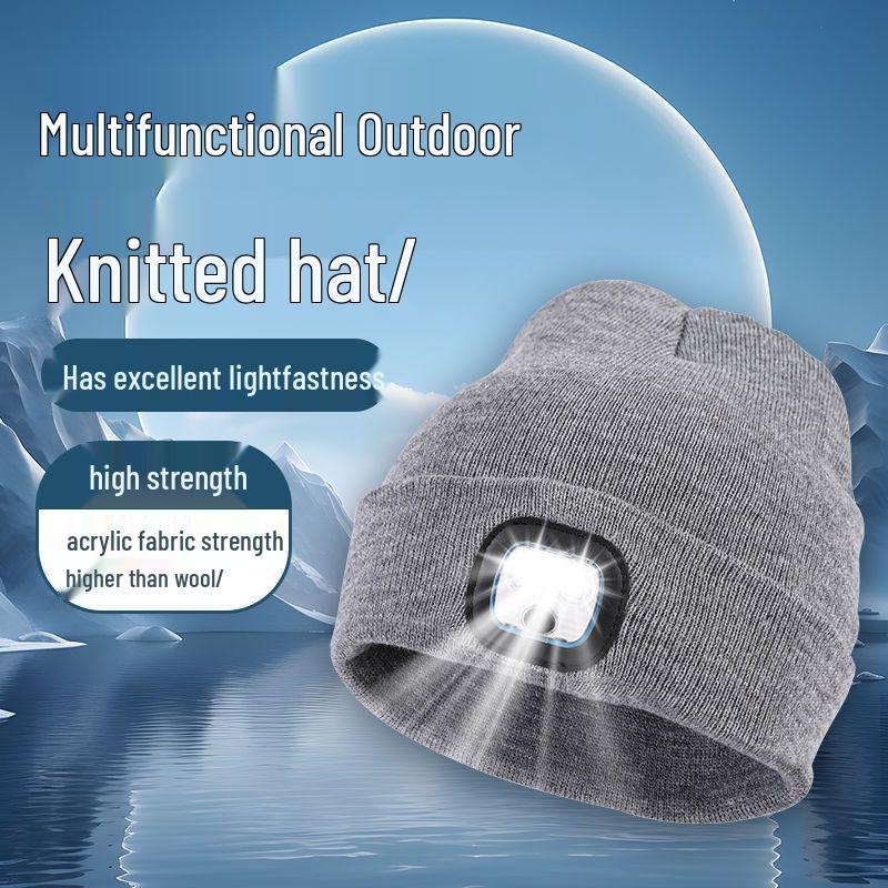 Rechargeable LED Light Beanie - Glow-in-the-Dark Winter Hat for Night Running Outdoors