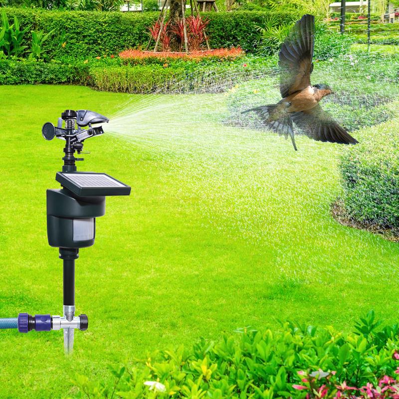Irrigatore a Sensore di Movimento Solare Ecologico a Getto d'Acqua Repellente per Animali con Pannello Solare Repellente per Parassiti del Giardino Controllo Uccelli