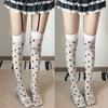 Sommer Dünne Strümpfe Damen Sexy Strumpfhalter Gepunktet Sexy Hohe Schlauchsocken Jk Lolita Weiß Dünn Bedruckt Lange Schlauchsocken