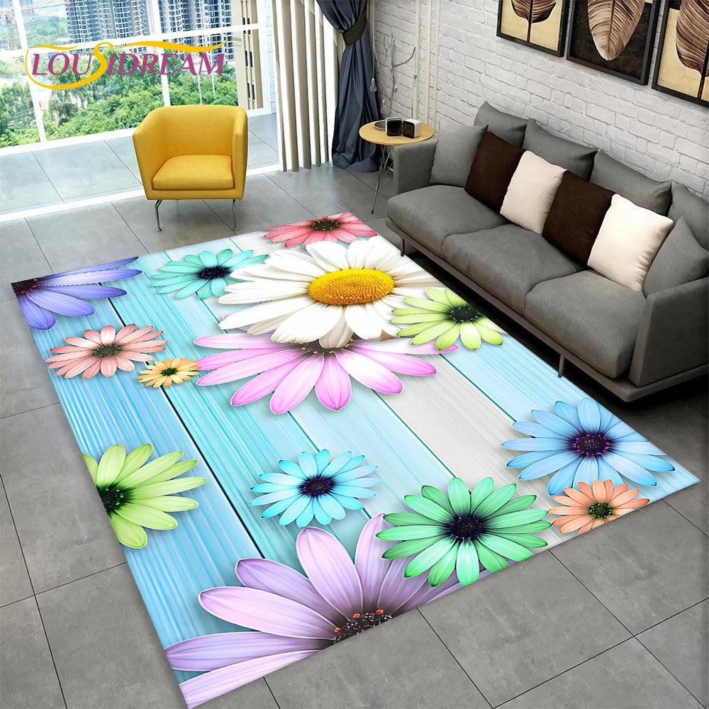 Dream Butterfly Flower Area Rug Large,Carpet Rug for Home Living Room Bedroom Sofa Doormat Decor,Kid Play Non-slip Floor Mats