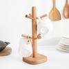 Cup Rack Space-saving Double Layer 6 Claws Wooden Coffee Mug Tree Counter Organizer Household Supplies