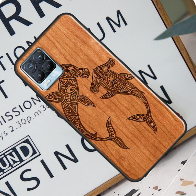 Wolf Bike Butterfly Wood For Realme GT Neo 2 GT Master C21 C3 8i 7 8 Pro Case Cover For OnePlus 9R 8T Nord2 9 Pro