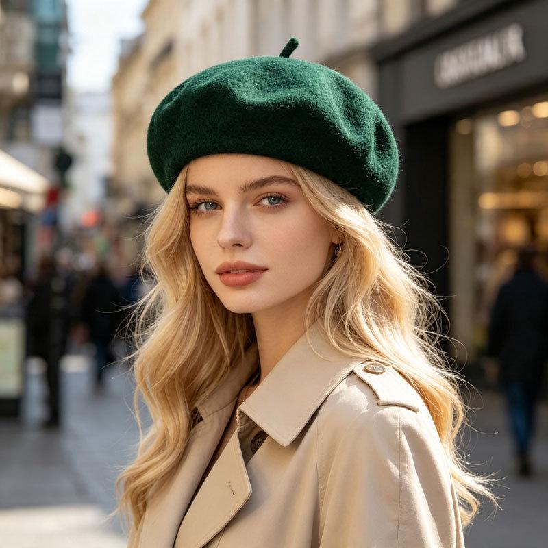Woolen Beret Women's Autumn and Winter Vintage Versatile Fashion British Bud Painter Hat Tide
