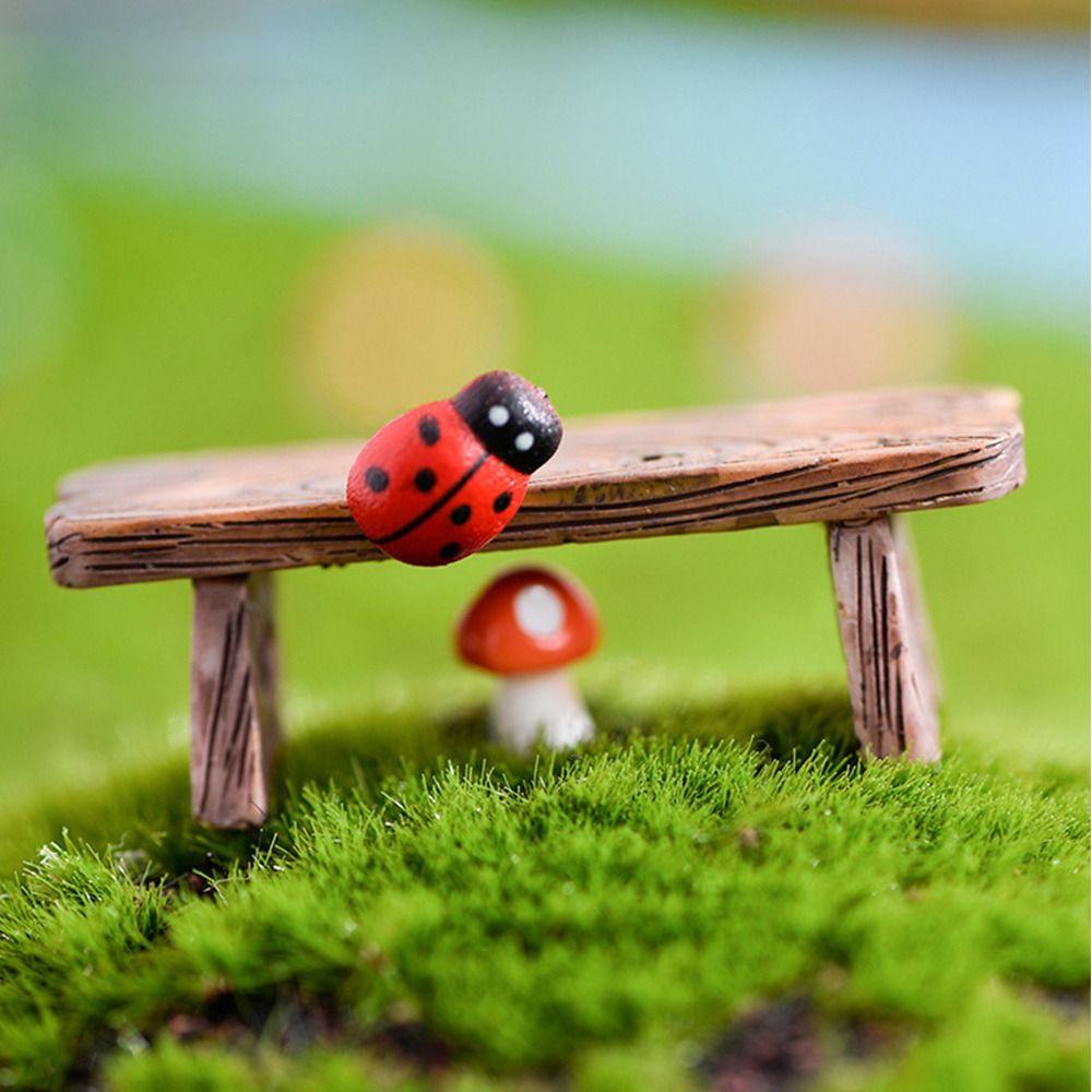 Romantic Mini Wooden Chair Figurine Dolls Succulents Bonsai Ornaments DIY Resin Love Stool