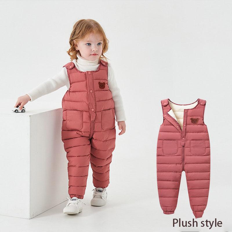 

Зимние теплые мягкие удобные детские зимние штаны пуховый хлопковый комбинезон без рукавов для девочек и мальчиков 90cm