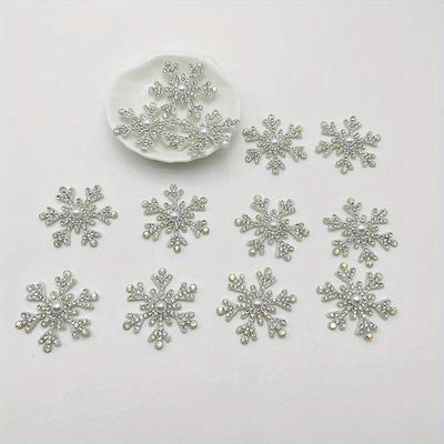 20 STÜCKE 40mm Glitter Strass Tuch Weihnachten Schneeflocken Patches DIY Handwerk Kuchen Haarnadel Applikationen Liefert