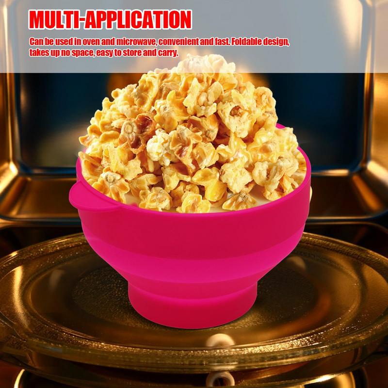 Microwave Popcorn Bowl Bucket Silicone DIY Red Popcorn Maker with Lid Chips