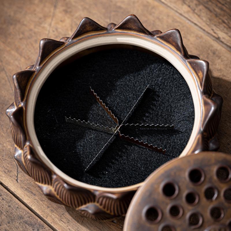 Handmade Ceramic Lotus Incense Burner for Zen Home Meditation Decor Exquisite and Unique Hand Carved Lotus Flower Pattern