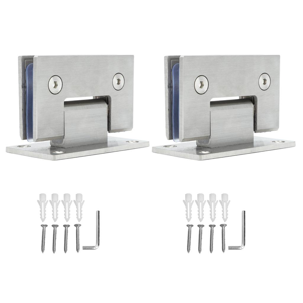 2Pcs Glass Door Hinge Heavy Duty Glass Door 90 Degree Hinges Durable Stainless Steel Bathroom Gate Clamp for Bathroom
