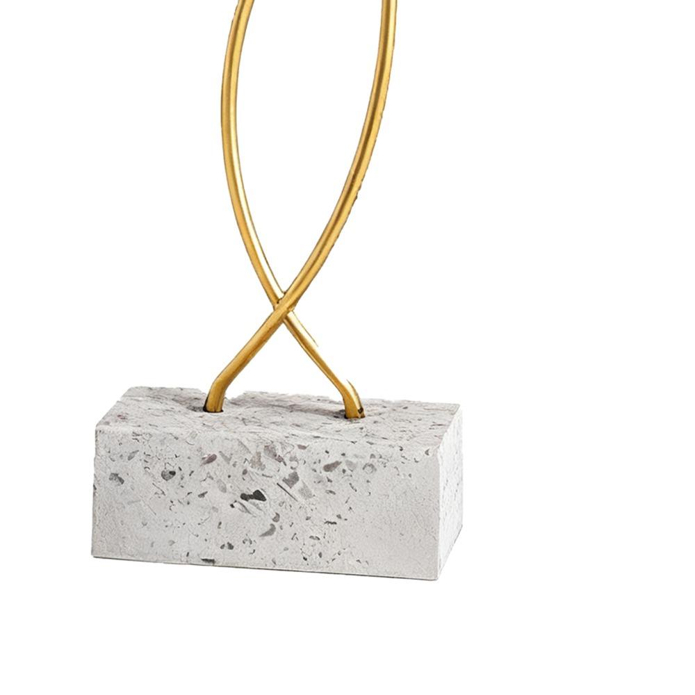 5.51in Iron Gold Leaf Cement Base Ornament  Bedroom Table Display Ornament