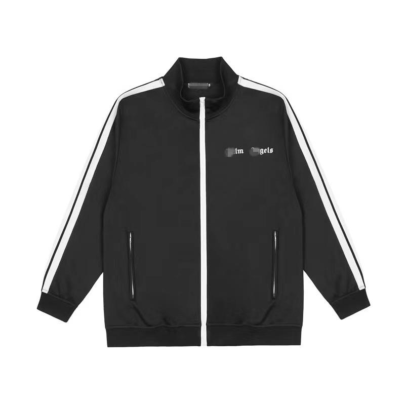 Unisex Palm Angel Schwarz-Weiß Gestreifte Stehkragenjacke - Freizeit-Sportbekleidung