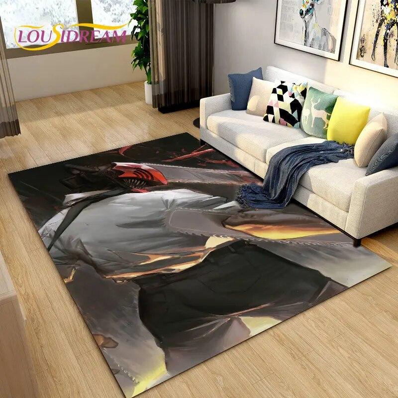 3D Chainsaw Man Anime Denji Cartoon Area Rug,Carpet Rug for Living Room Bedroom Sofa Doormat Decoration, Kids Non-slip Floor Mat