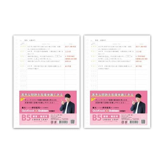 Gakken Staful STUDY STATIONERY B5 Loose Leaf Wrong Answer/Memorization 2 Pack Z06804
