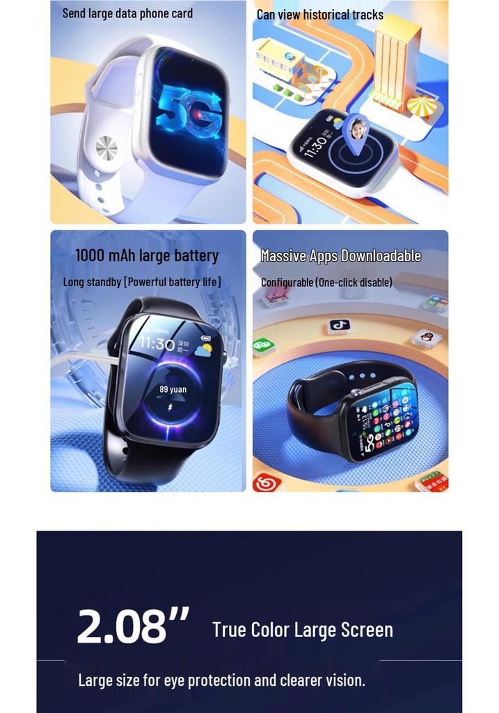 5G Children's Smartwatch: Multi-functional, Waterproof, Shockproof, Supports Video Calls.