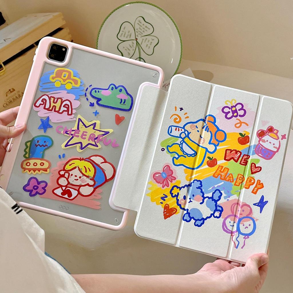 Magnetic Cartoon Acrylic iPad Case - Fits iPad Air 5 & iPad Mini 6 for Secure Tablet Protection