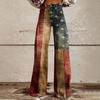 Wide Leg Flare Jeans For Women With Pockets Baggy Pants Vintage Floral Print High Waisted Loose Pant