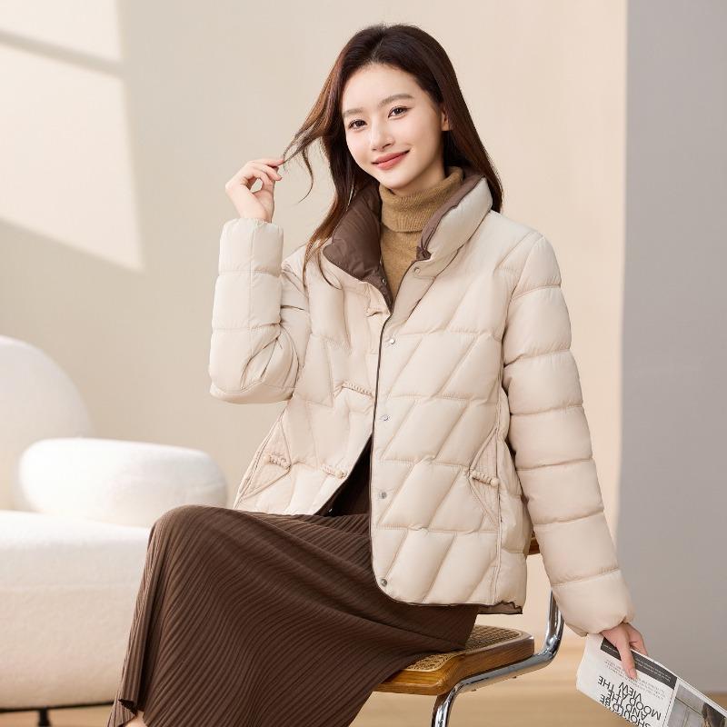 New multi-color stand-up collar short down cotton clothes women's fashion warm temperament design sense thick coat