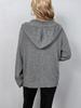 Autumn Women's Hooded Knit Cardigan: Single-Breasted, Solid Color with Drawstring.