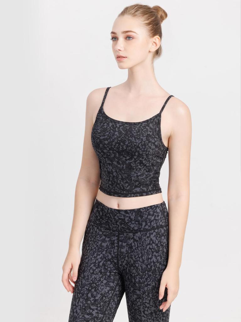 Loopa Daily Cropped Camisole with Yoga Hot Bra Top Leopard Size L Cups, Wear, Yoga, Fitness, / Gray,