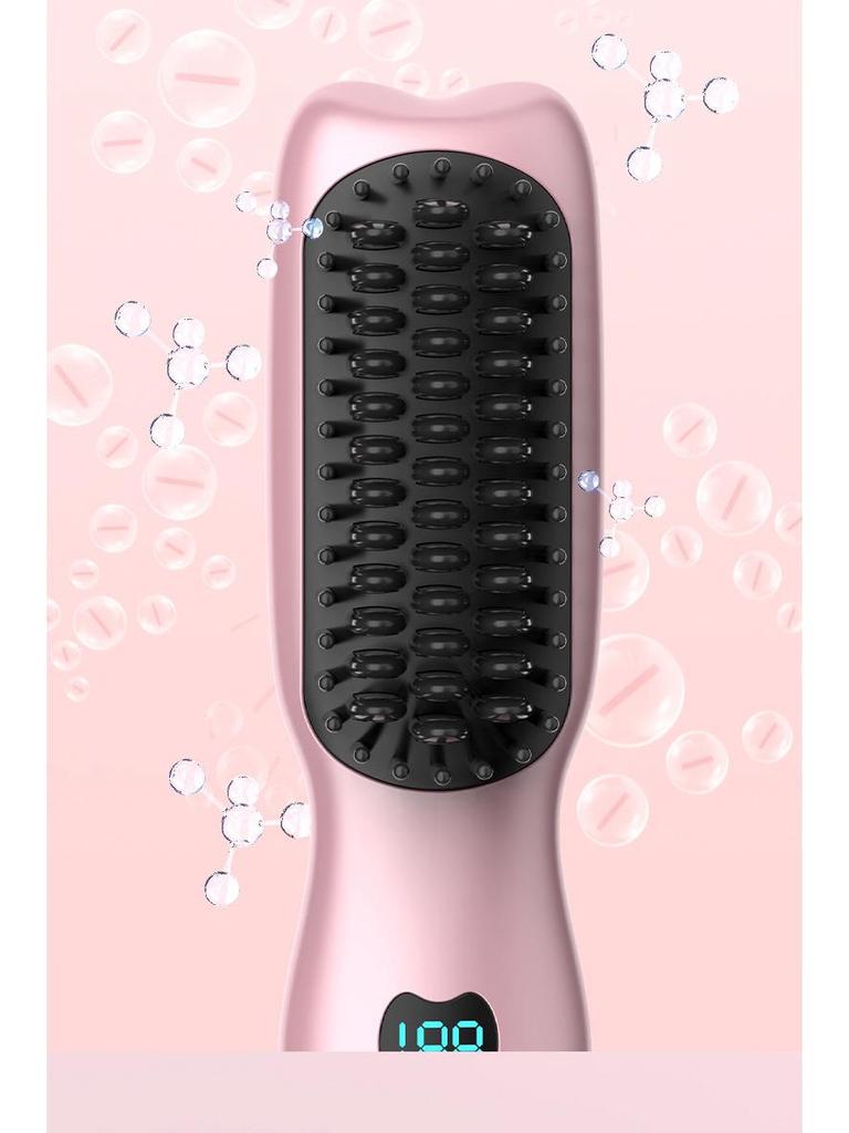 Portable Mini Ionic Hair Styler: Wireless Straightening & Curling Comb