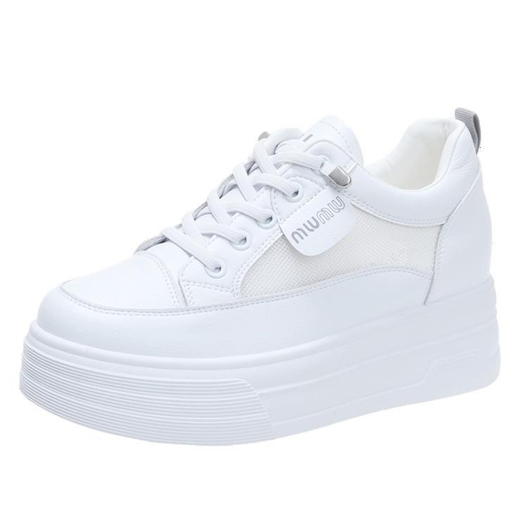 Thick-soled little white shoes for women's 2025 summer European products popular mesh breathable small man inner height increase lightweight casual bo