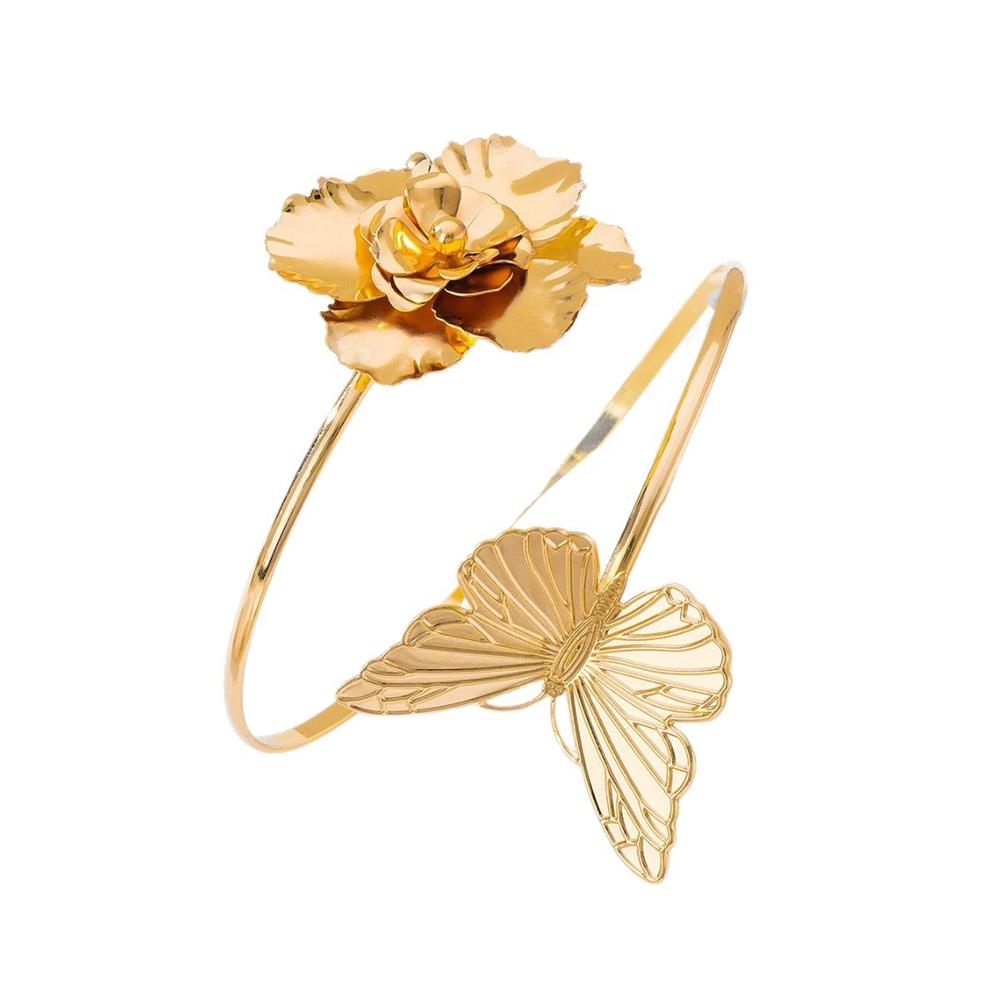 

Bohemia Butterfly Flower Arm Cuff Bracelet for Women Exaggerated Y2K Adjustable Arm Open Bangle Summer Holiday Party Jewelry Gif