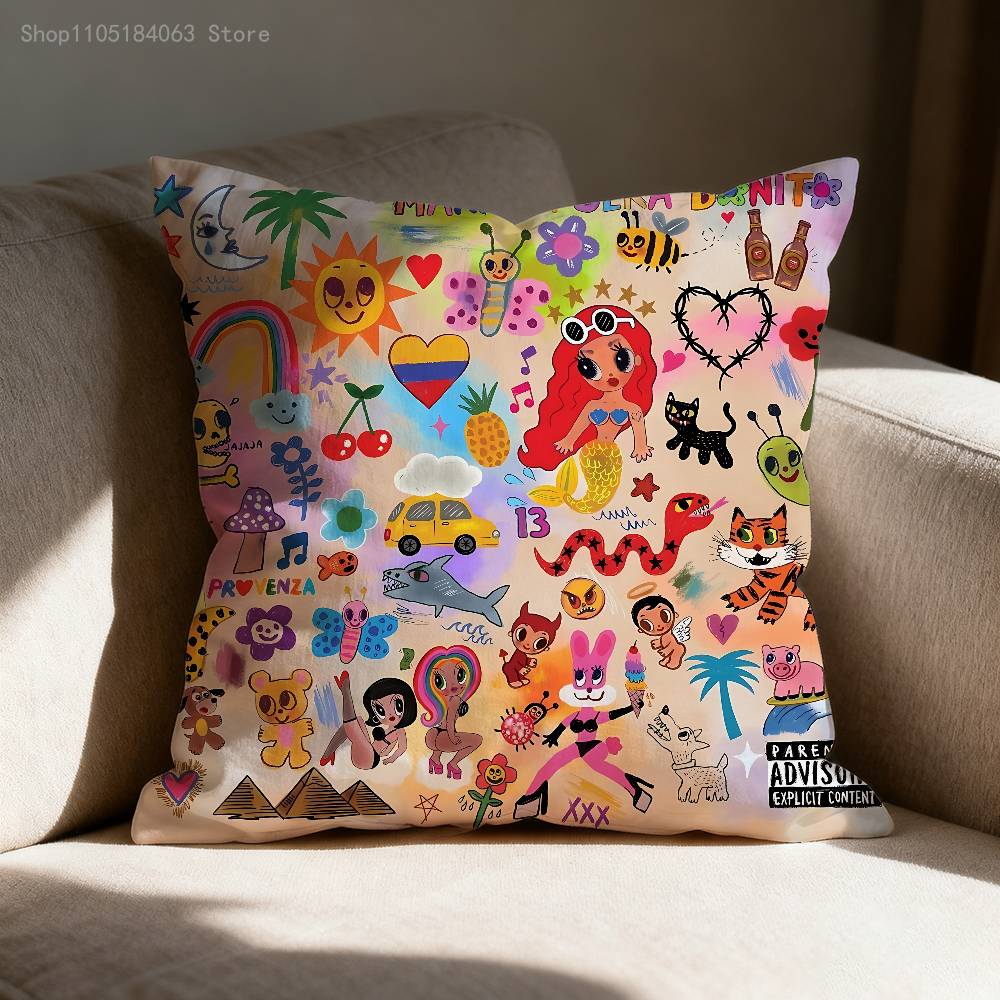Manana Sera Bonito K-Karol G Pillow Case For Sofa Decor Car Office Room Printing Cushion Cover Decorations and Protector
