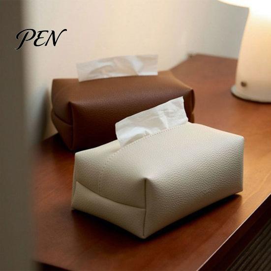 Sturdy Leather Paper Box PU Tissue Box, Multi-Purpose Desktop Organizer, Durable Dining Room Dispenser Compact Foldable Napkin Dispenser, for Desk And