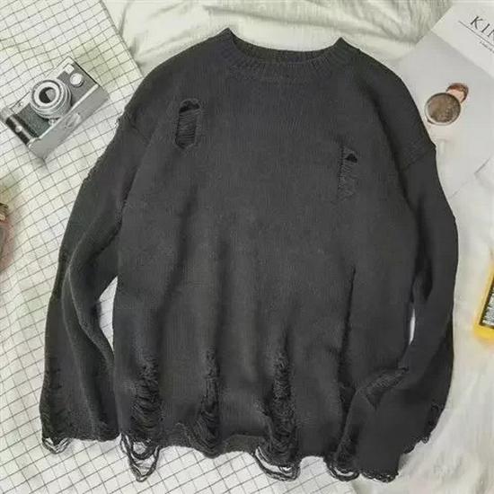 Retro vardaglig stickad tröja i Hongkong-japansk stil - Unisex koreansk trendig rund hals