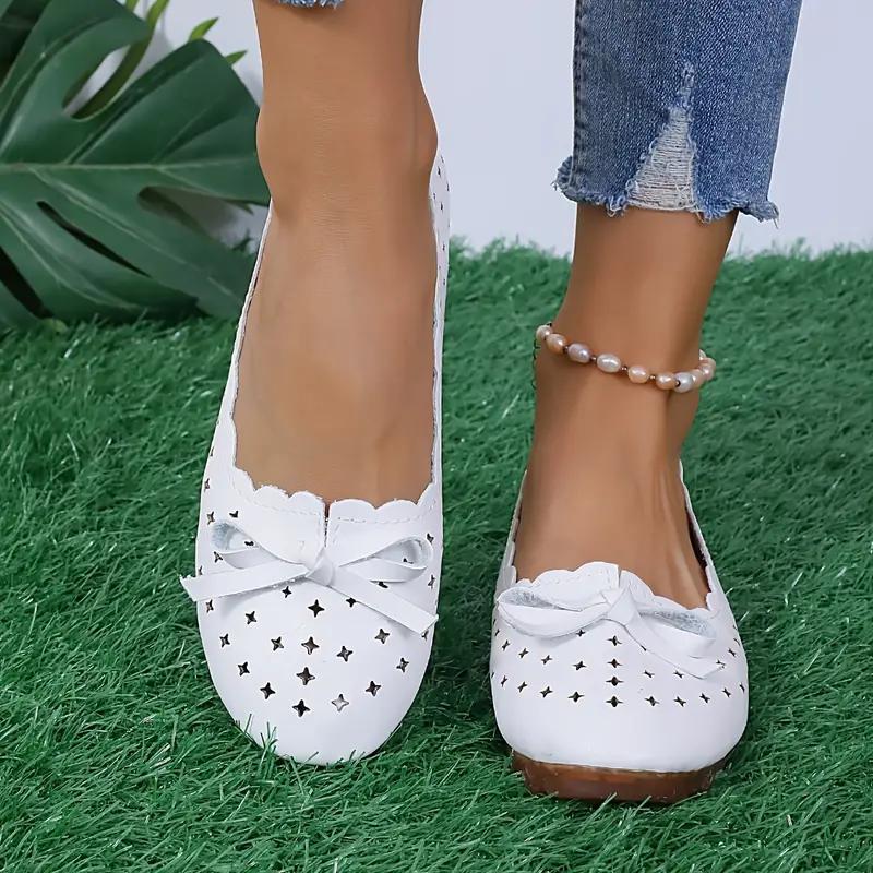 

Женские туфли на плоской подошве с бантовым декором, повседневные туфли без застежек, легкие и удобные, для мам 35 белый