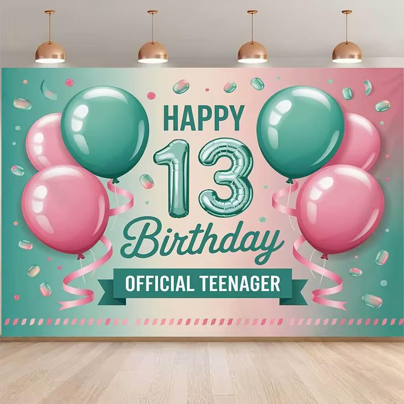 2D Pastell-Farbverlauf-Hintergrund für den 13. Geburtstag von Mädchen, moderne & trendige Partys