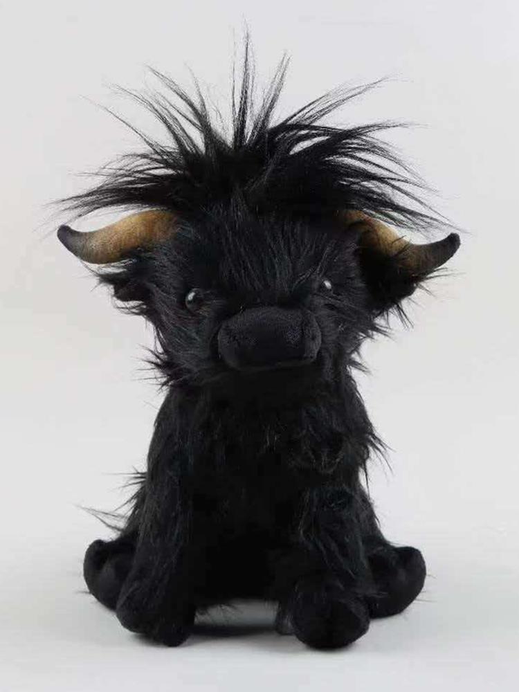 Highland Cow Plush Toy Funny Joy Realistic Stuffed Animal with Long Fluffy Hair Soft Cuddly for Children Boys Gift