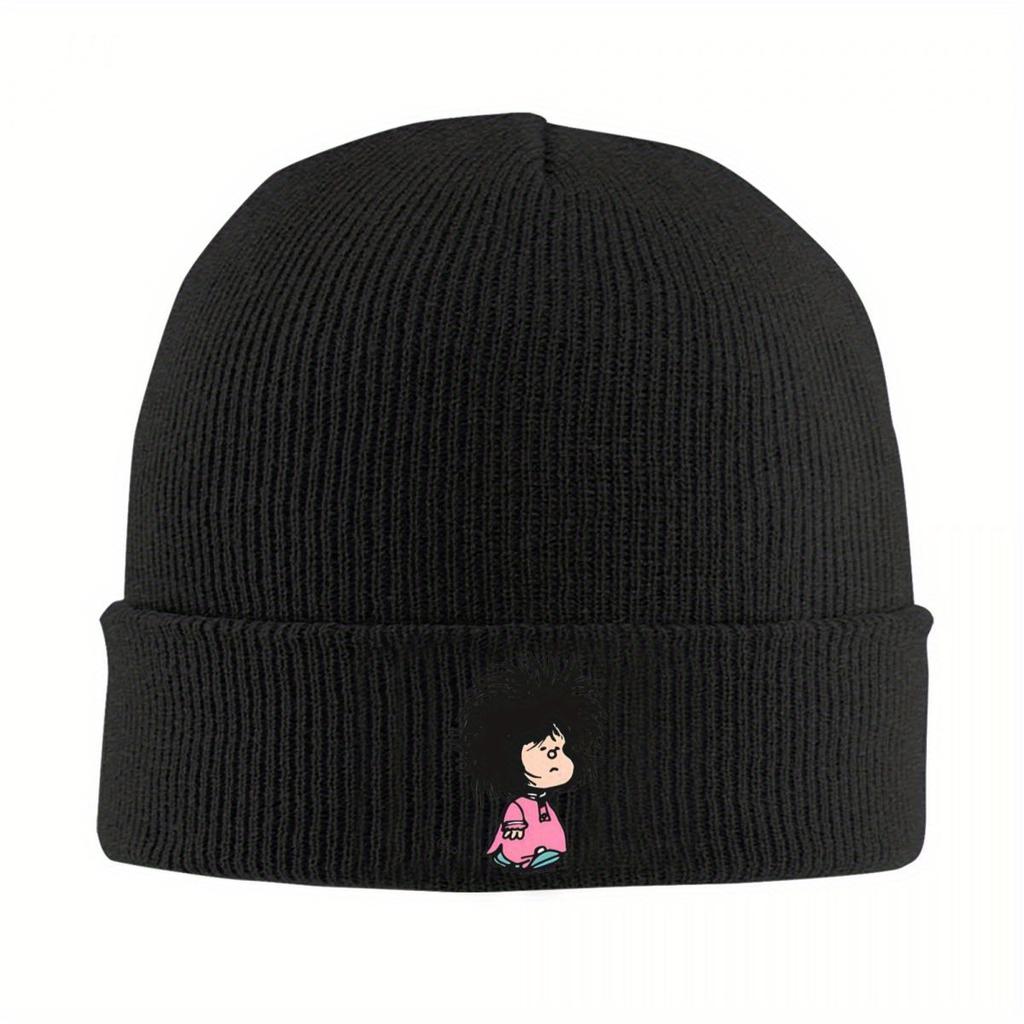 Mafalda With Disheveled Hair Knitted Hat Beanies Autumn Winter Hats Warm Color Anime Cartoon Cap for Men Women