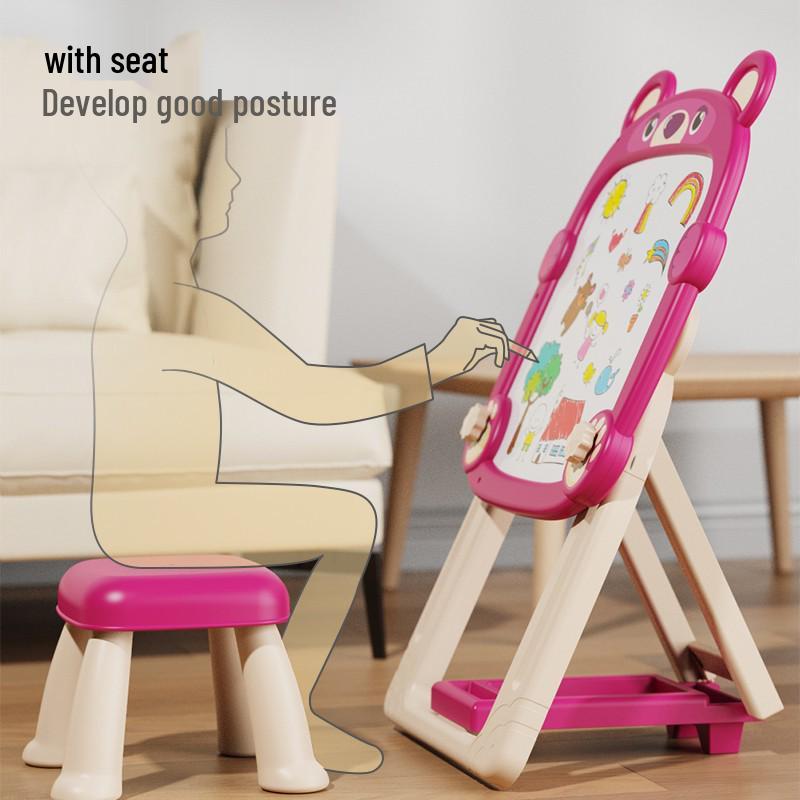Kids' Double-Sided Drawing & Writing Easel with Crayons
