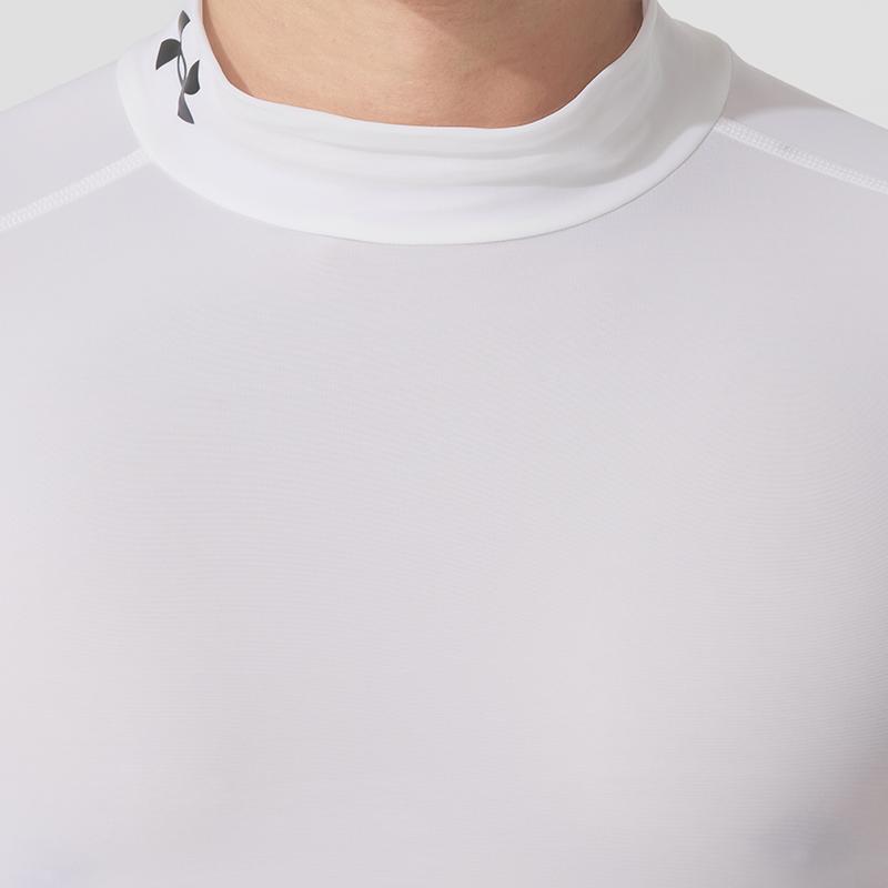 Under Armour HeatGear Sports Lifestyle Series SS25 Half High Neck Breathable Long Sleeve Fitness Shirt Men tops White 1390099-100