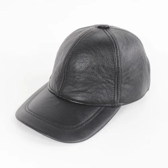 

Новые мужские повседневные кепки-ушанки из натуральной кожи, мужские кепки из натуральной воловьей кожи, мужские бейсбольные кепки на осень-зиму из натуральной коровьей кожи Adjustable чёрный
