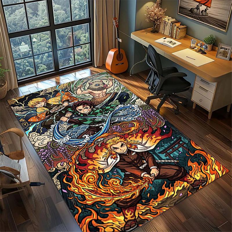 Non Slip Washable "Demon Slayer" Carpet Large Area Rug Floor Mat Bedroom Gamer Room Decor—kwq21