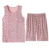 With Chest Pad~ Modal Pajamas Women's Summer Sleeveless Medium Pants Loose Large Size Fat MM Vest Loungewear Set Thin